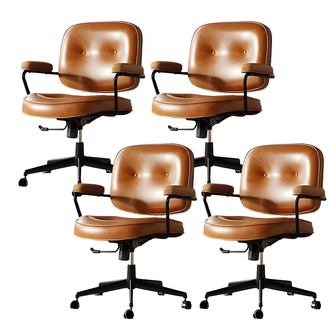 Industrial Leather Upholstered Height Adjustable Swivel Office Chair Image - 20 | homeyfad