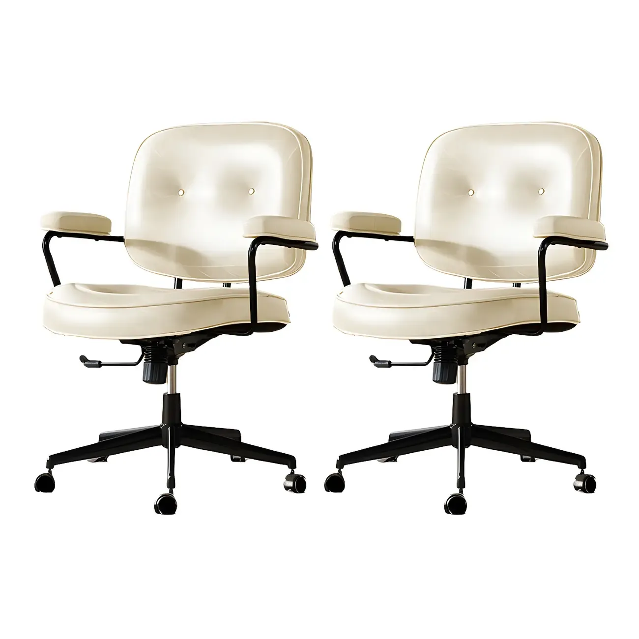 Industrial Leather Upholstered Height Adjustable Swivel Office Chair Image - 23