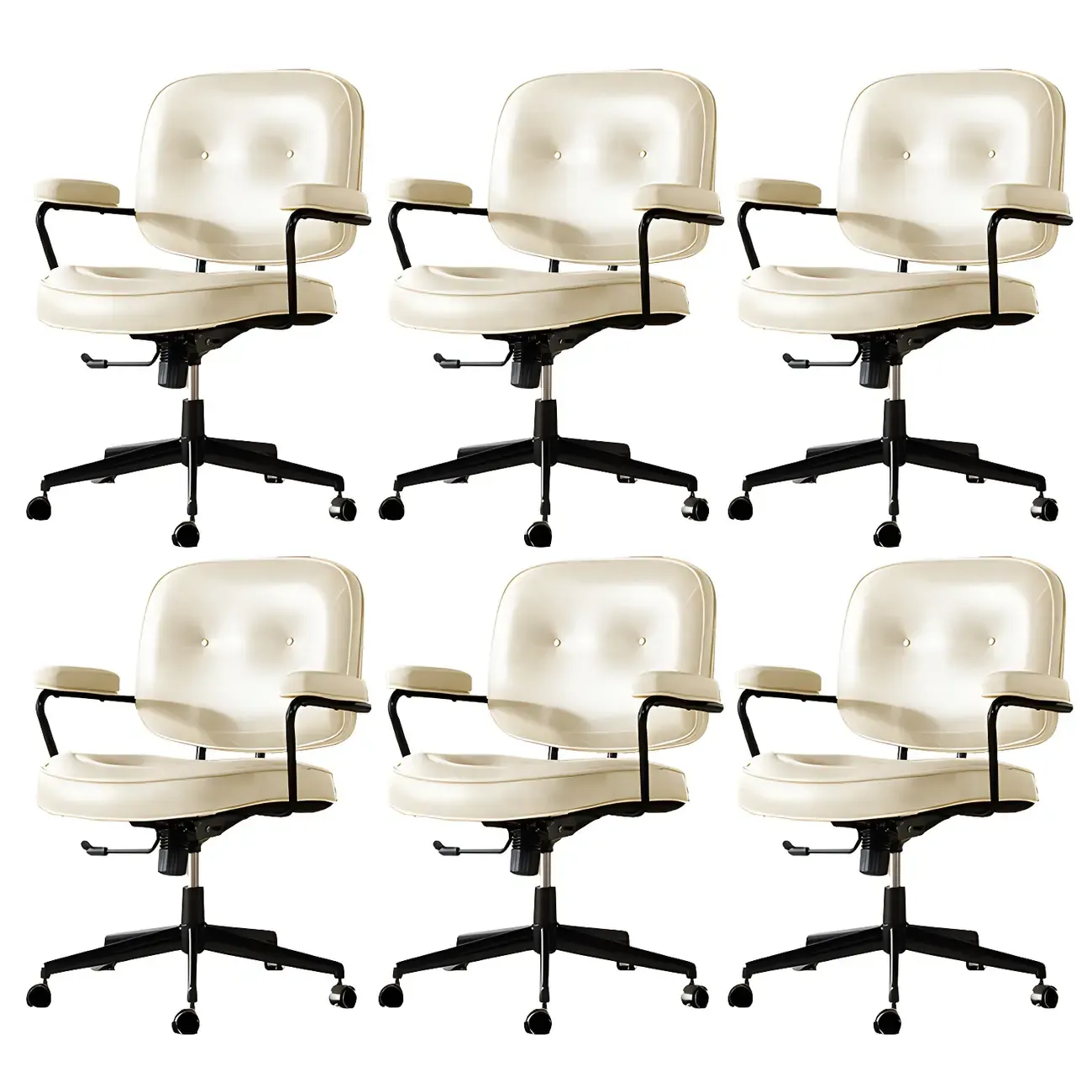 Industrial Leather Upholstered Height Adjustable Swivel Office Chair Image - 25