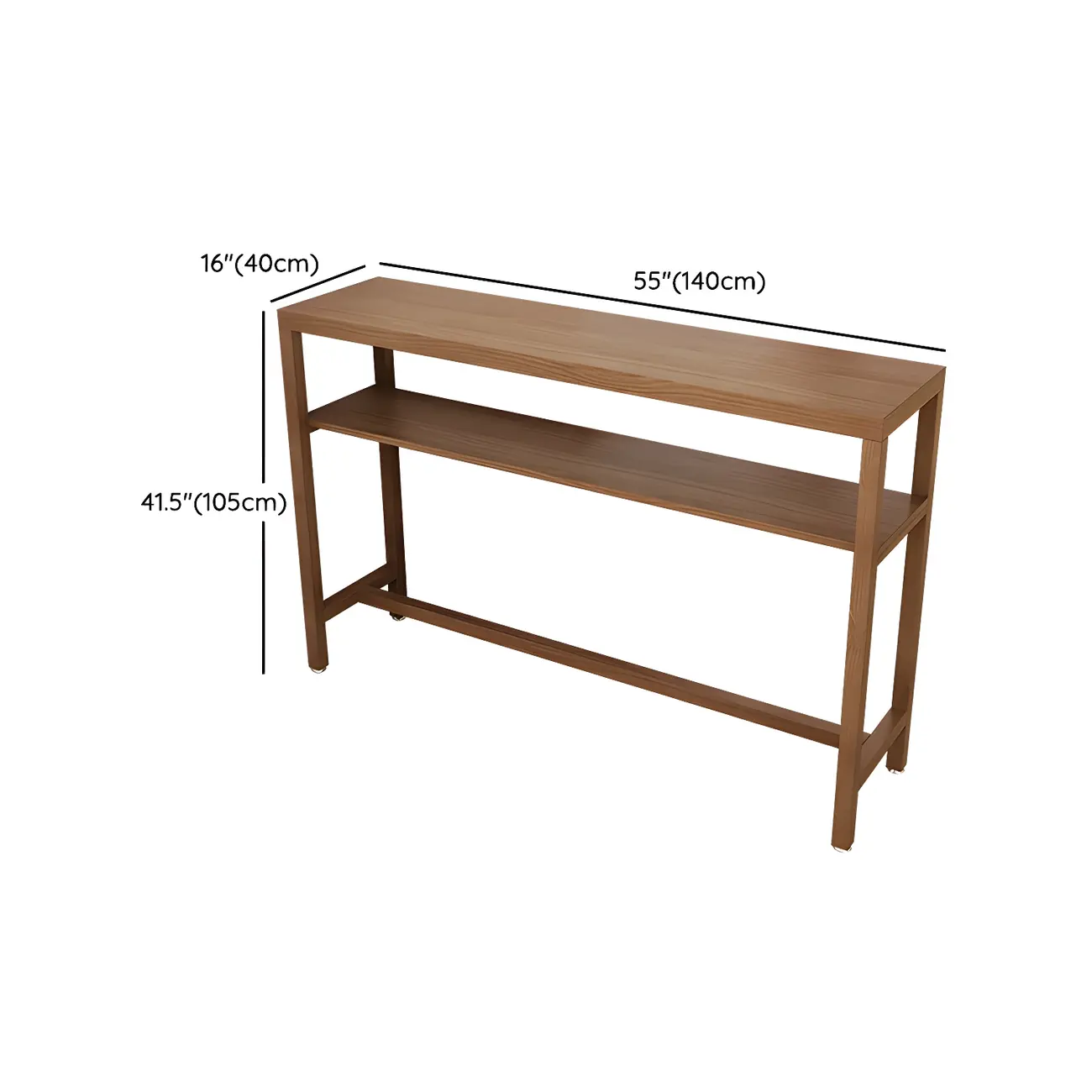 Modern Brown Pine Wooden Shelf Storage Trestle Bar Tables Image - 14 | homeyfad