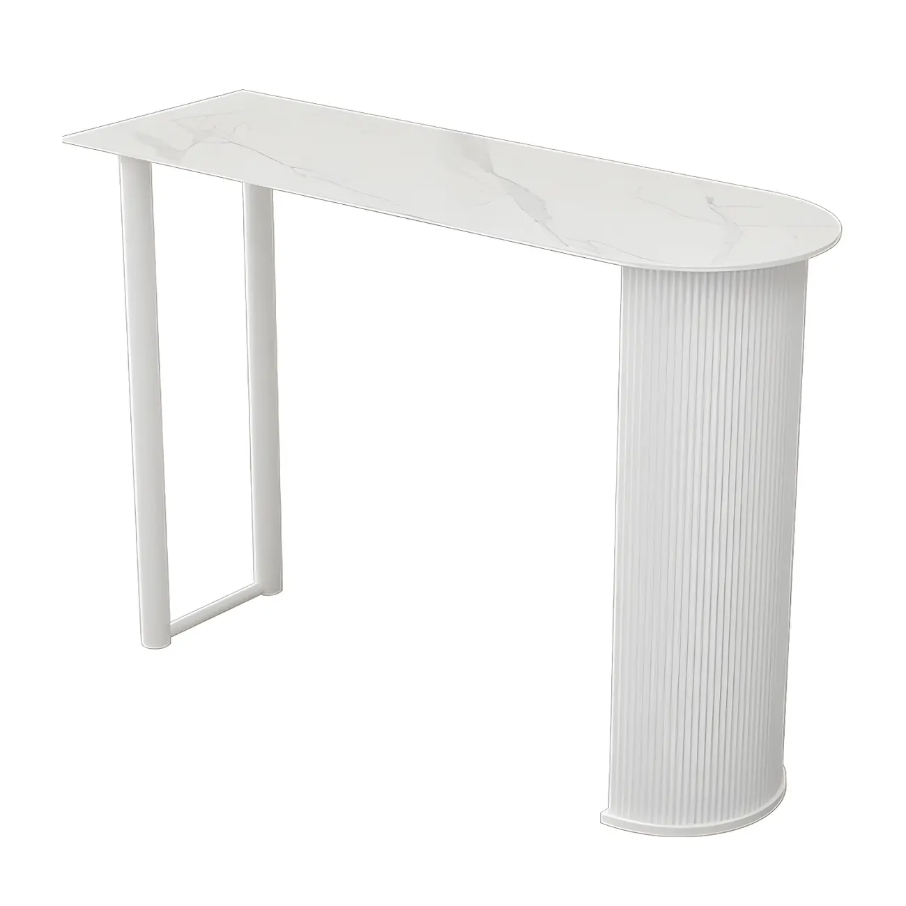 Scandinavian Free Form White Stone Iron Bar Tables Image - 5 | homeyfad