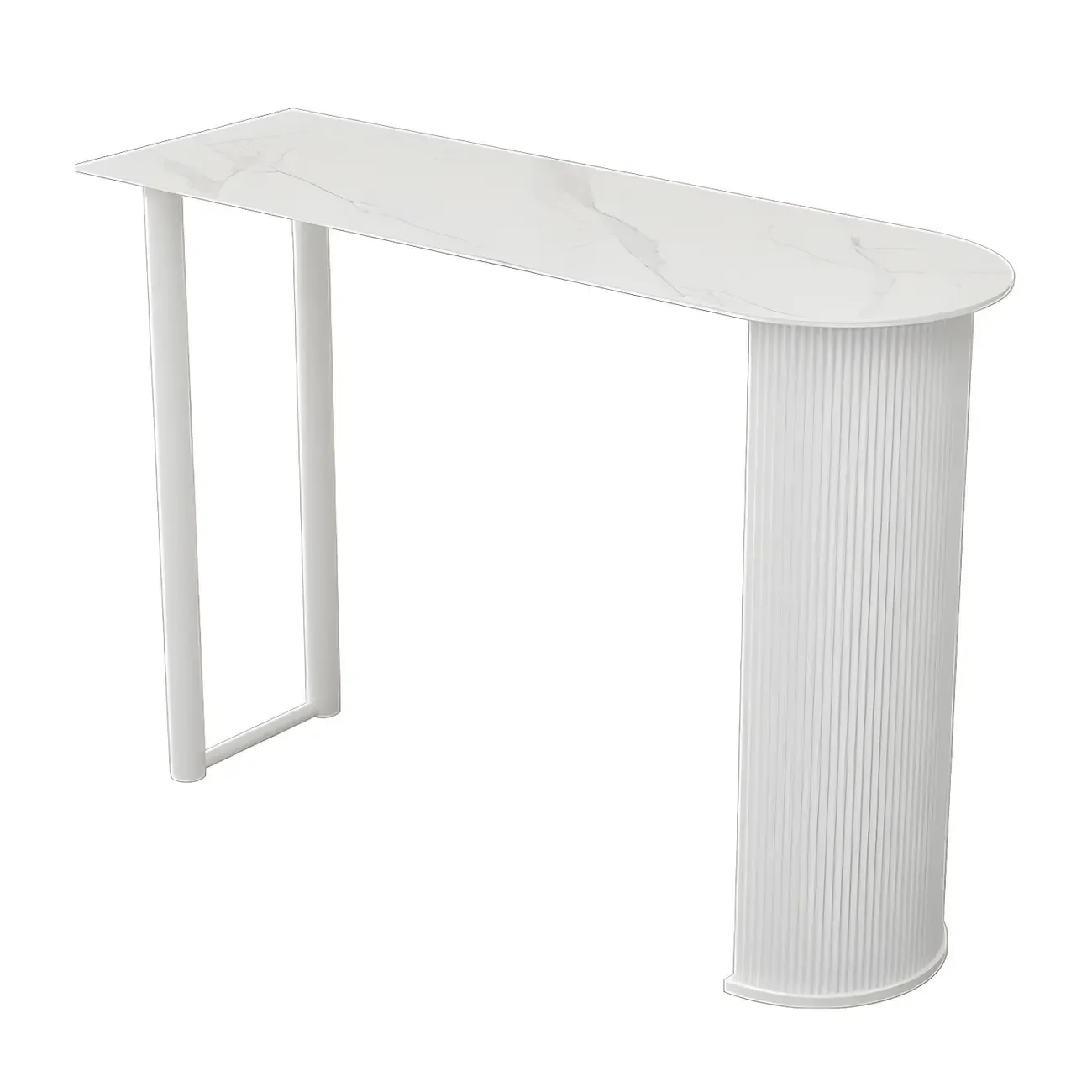 Scandinavian Free Form White Stone Iron Bar Tables Image - 5
