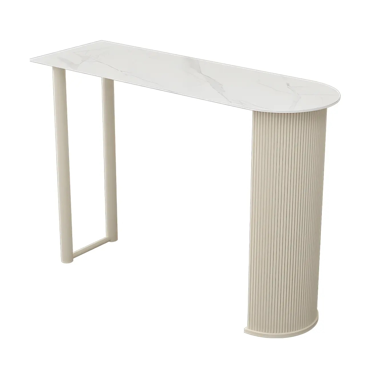 Scandinavian Free Form White Stone Iron Bar Tables Image - 9 | homeyfad