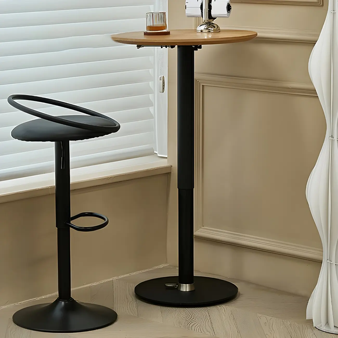 Modern Wood Adjustable Foldable Bar Table for Breakroom Image - 4 | homeyfad