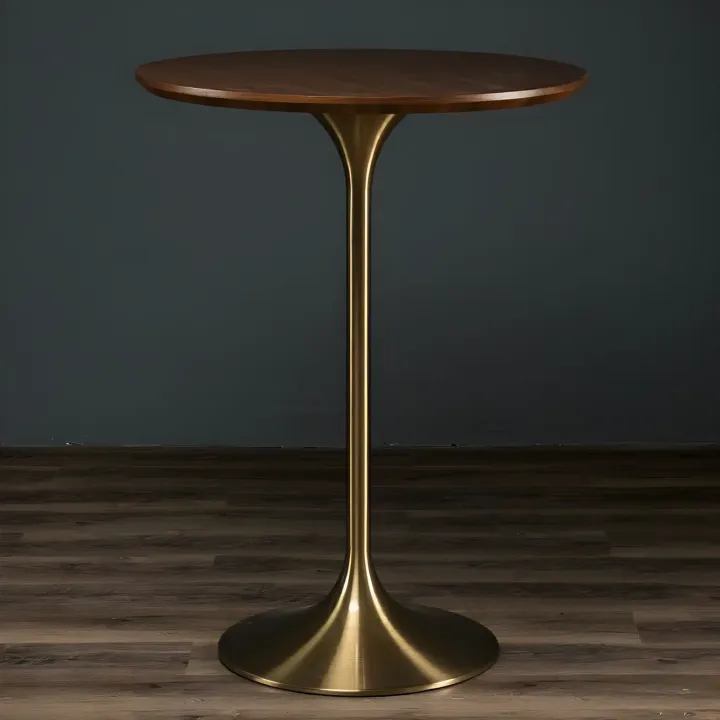gold base round bar table
