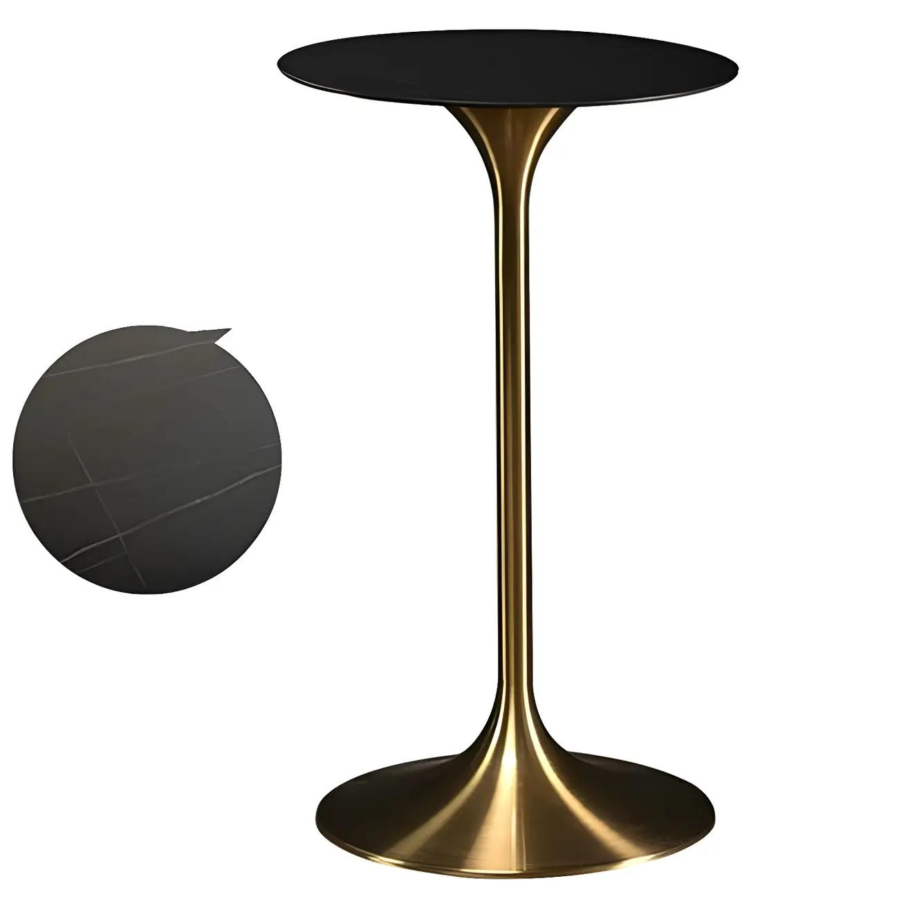 Round Glam Brown Gold Wood Metal Tulip Base Bar Tables Image - 18 | homeyfad