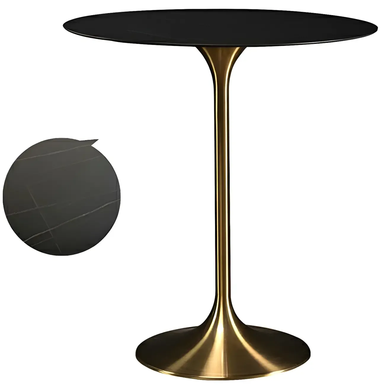 Round Glam Brown Gold Wood Metal Tulip Base Bar Tables Image - 22