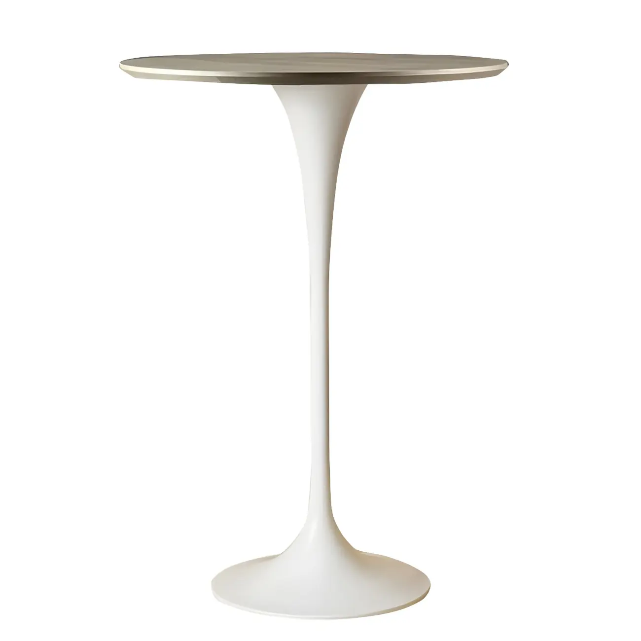 Round Glam Brown Gold Wood Metal Tulip Base Bar Tables Image - 24 | homeyfad