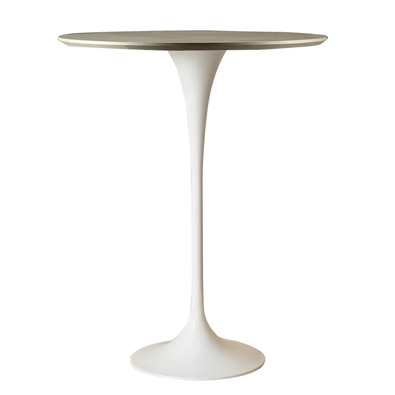 Round Glam Brown Gold Wood Metal Tulip Base Bar Tables Image - 25
