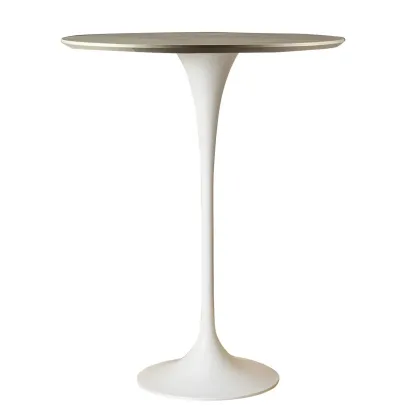 Round Glam Brown Gold Wood Metal Tulip Base Bar Tables Image - 25