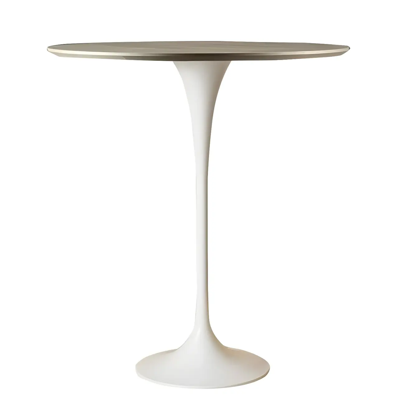 Round Glam Brown Gold Wood Metal Tulip Base Bar Tables Image - 26 | homeyfad