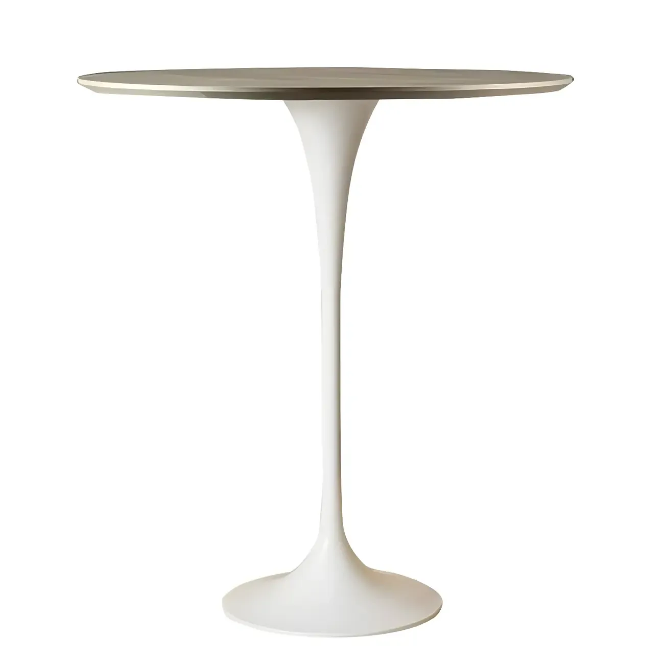 Round Glam Brown Gold Wood Metal Tulip Base Bar Tables Image - 26