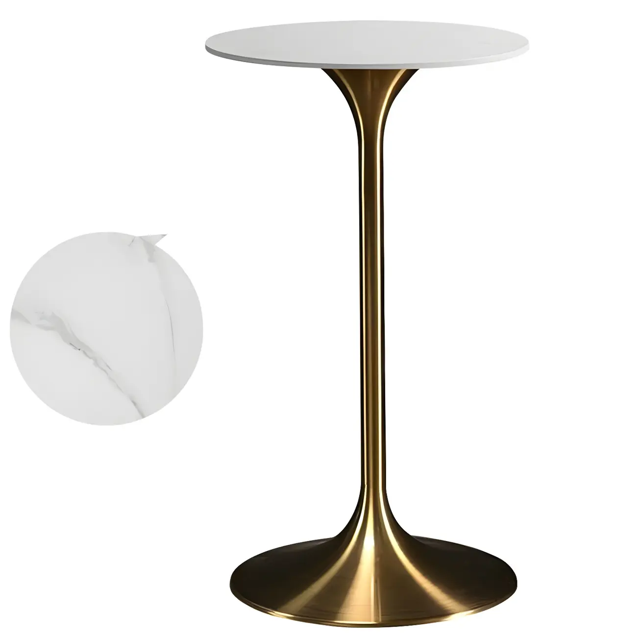 Round Glam Brown Gold Wood Metal Tulip Base Bar Tables Image - 27 | homeyfad