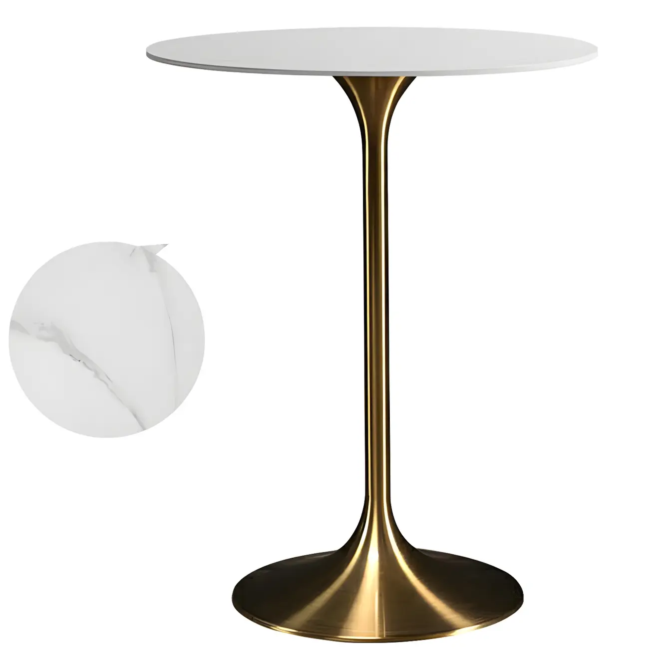 Round Glam Brown Gold Wood Metal Tulip Base Bar Tables Image - 29 | homeyfad