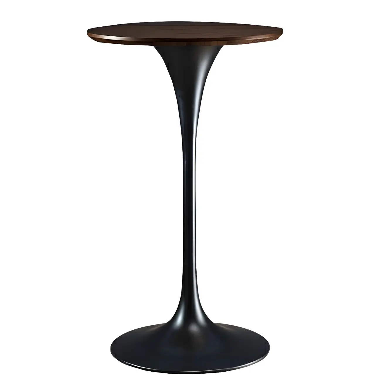 Round Glam Brown Gold Wood Metal Tulip Base Bar Tables Image - 31 | homeyfad