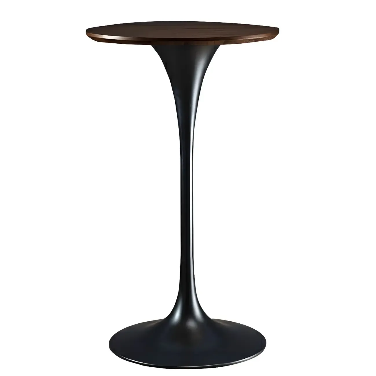 Round Glam Brown Gold Wood Metal Tulip Base Bar Tables Image - 31