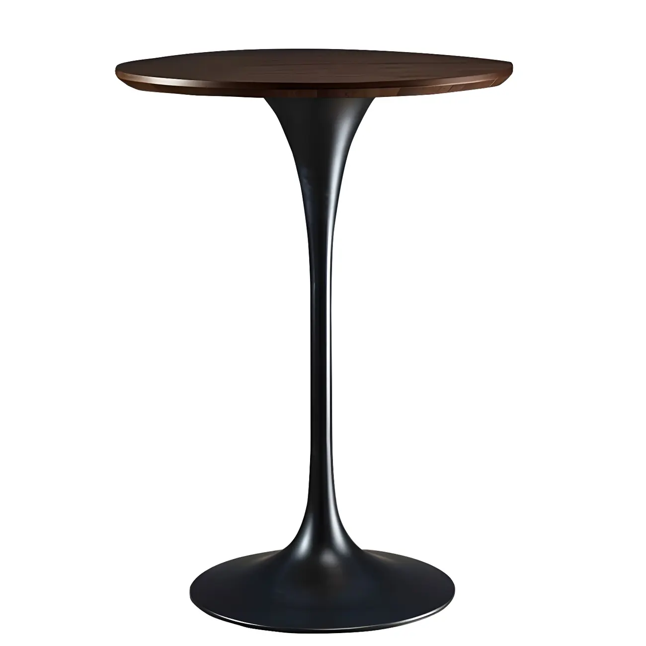 Round Glam Brown Gold Wood Metal Tulip Base Bar Tables Image - 32 | homeyfad