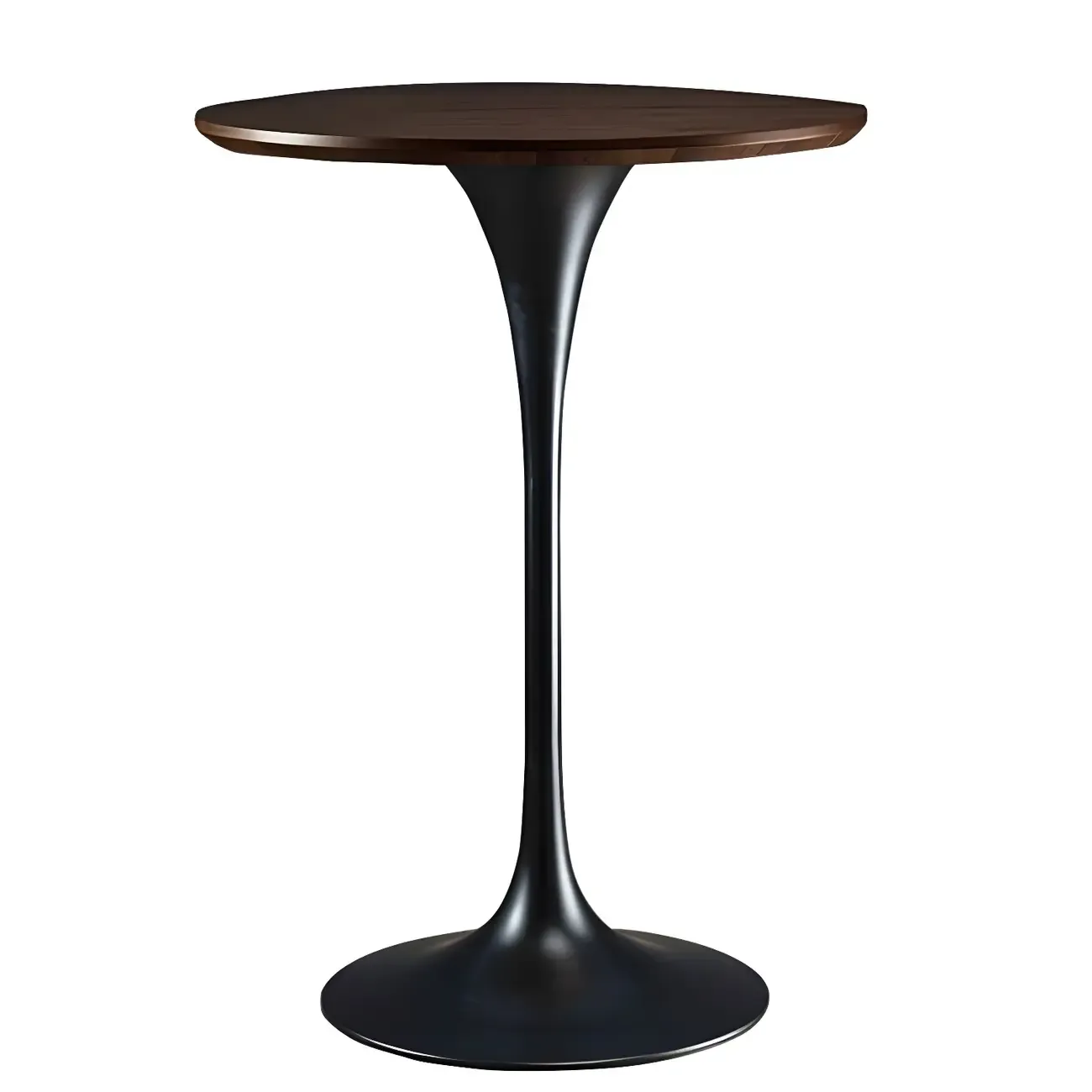Round Glam Brown Gold Wood Metal Tulip Base Bar Tables Image - 32