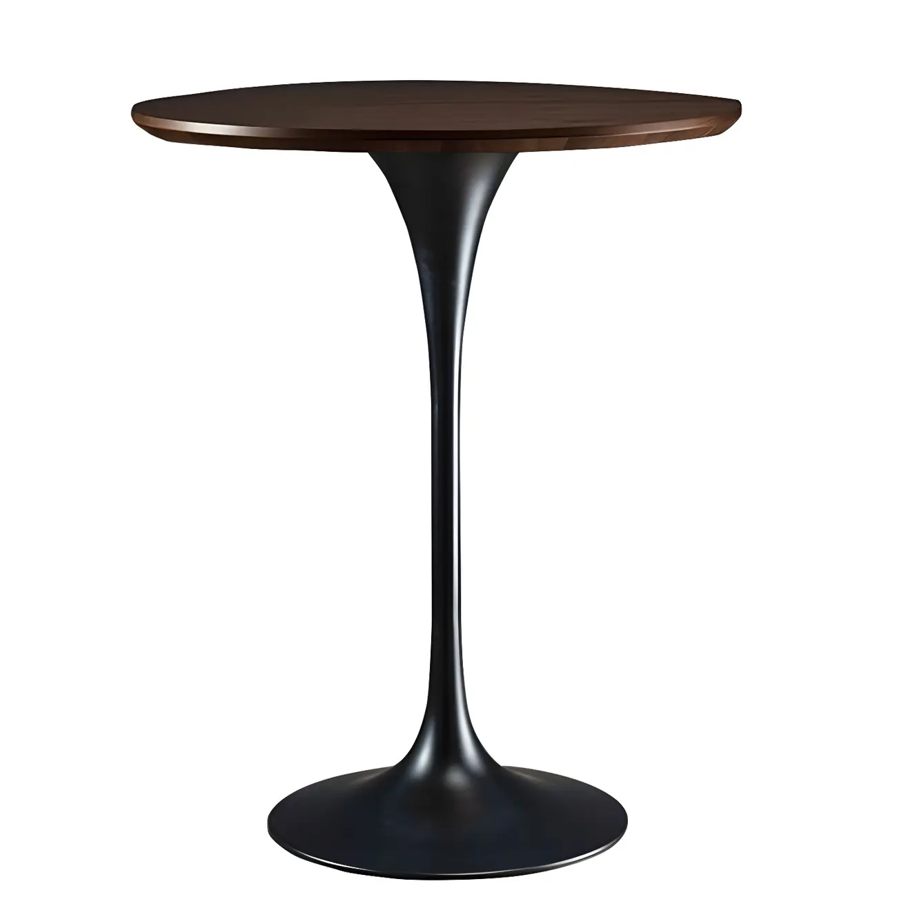 Round Glam Brown Gold Wood Metal Tulip Base Bar Tables Image - 33 | homeyfad