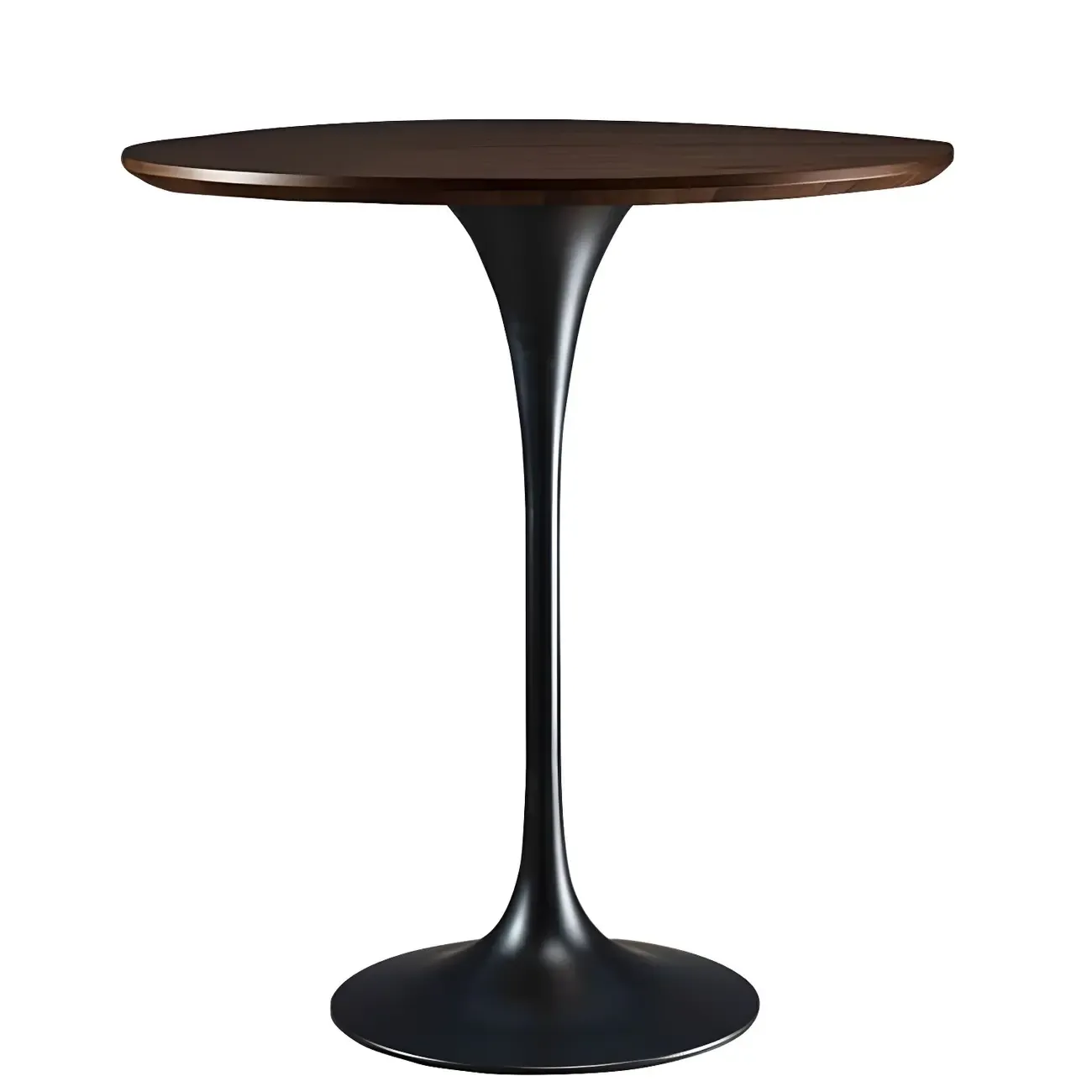 Round Glam Brown Gold Wood Metal Tulip Base Bar Tables Image - 34