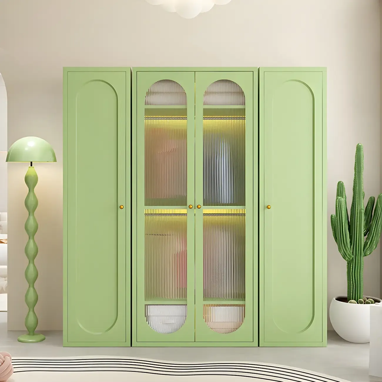 Modern Green Metal Bedroom Armoire--Homeyfad