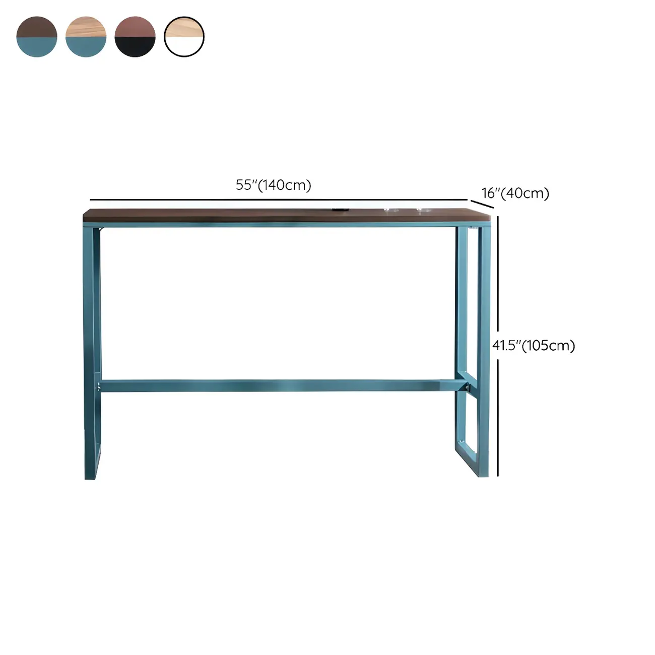 Scandinavian Brown Wood Blue Metal Footrest Bar Tables Image - 14 | homeyfad