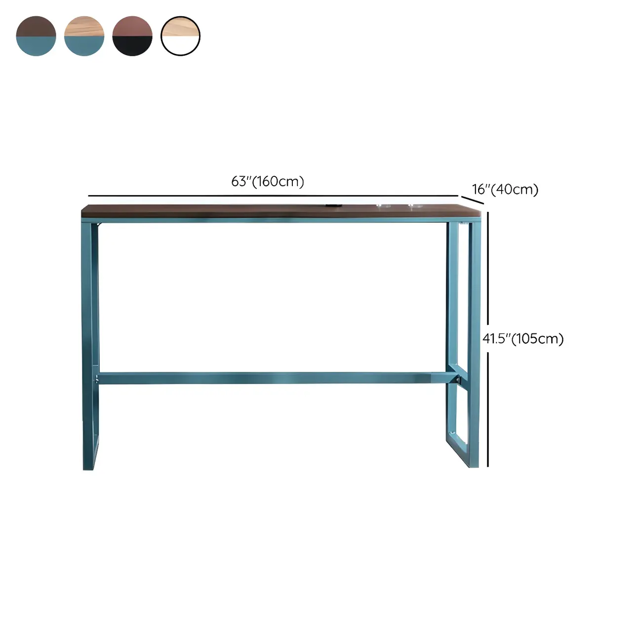 Scandinavian Brown Wood Blue Metal Footrest Bar Tables Image - 15 | homeyfad