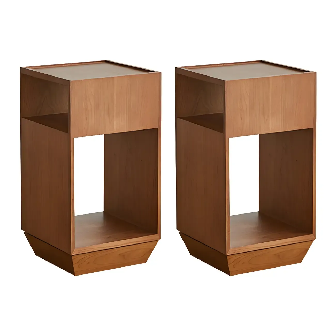 Mid-century Modern 2-tier Wood Side Table with Open Storage Image - 2