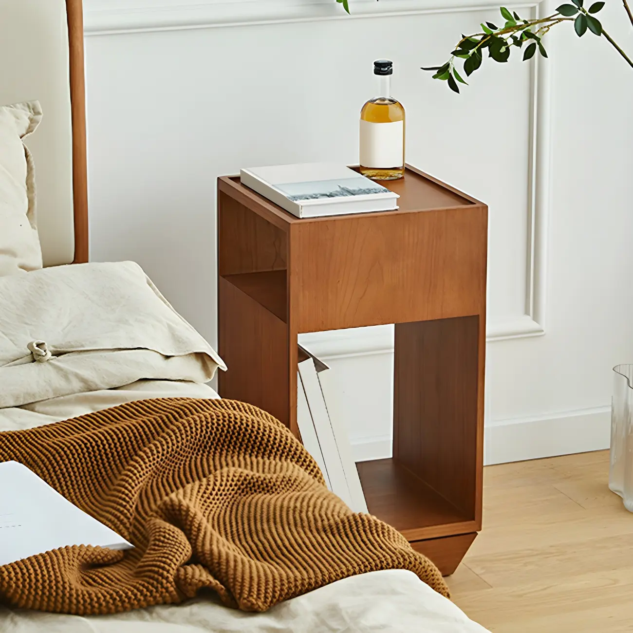 Mid-century Modern 2-tier Wood Side Table with Open Storage Image - 5 | homeyfad