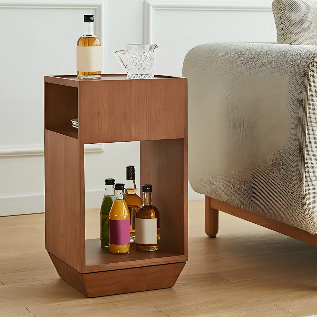 Mid-century Modern 2-tier Wood Side Table with Open Storage Image - 9 | homeyfad