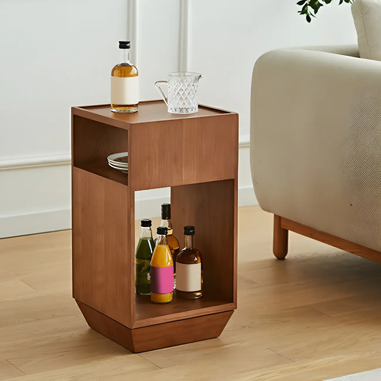 Mid-century Modern 2-tier Wood Side Table with Open Storage Image - 11