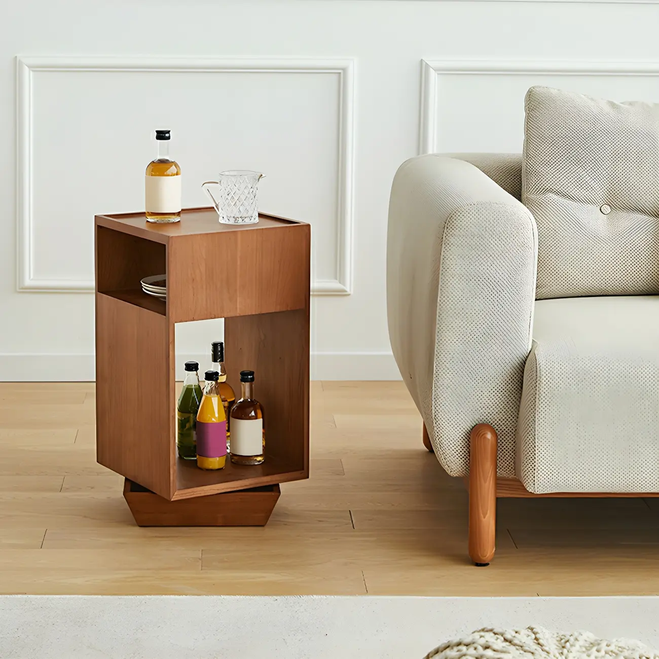 Mid-century Modern 2-tier Wood Side Table with Open Storage Image - 12 | homeyfad