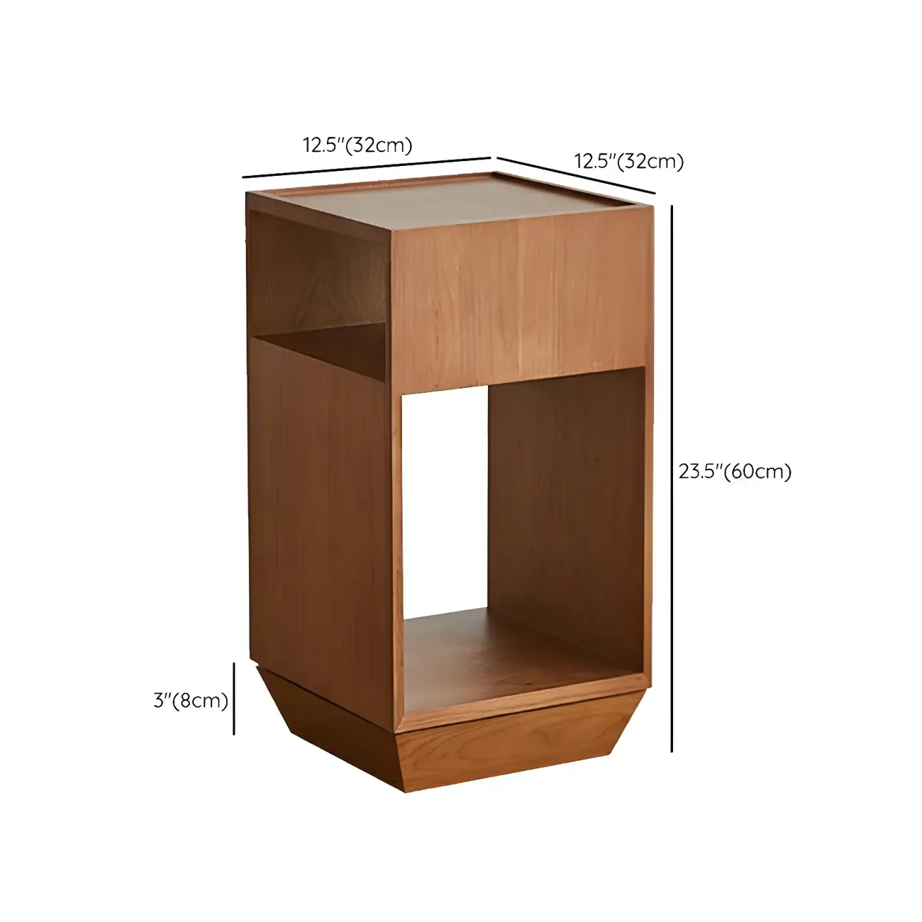 Mid-century Modern 2-tier Wood Side Table with Open Storage #size