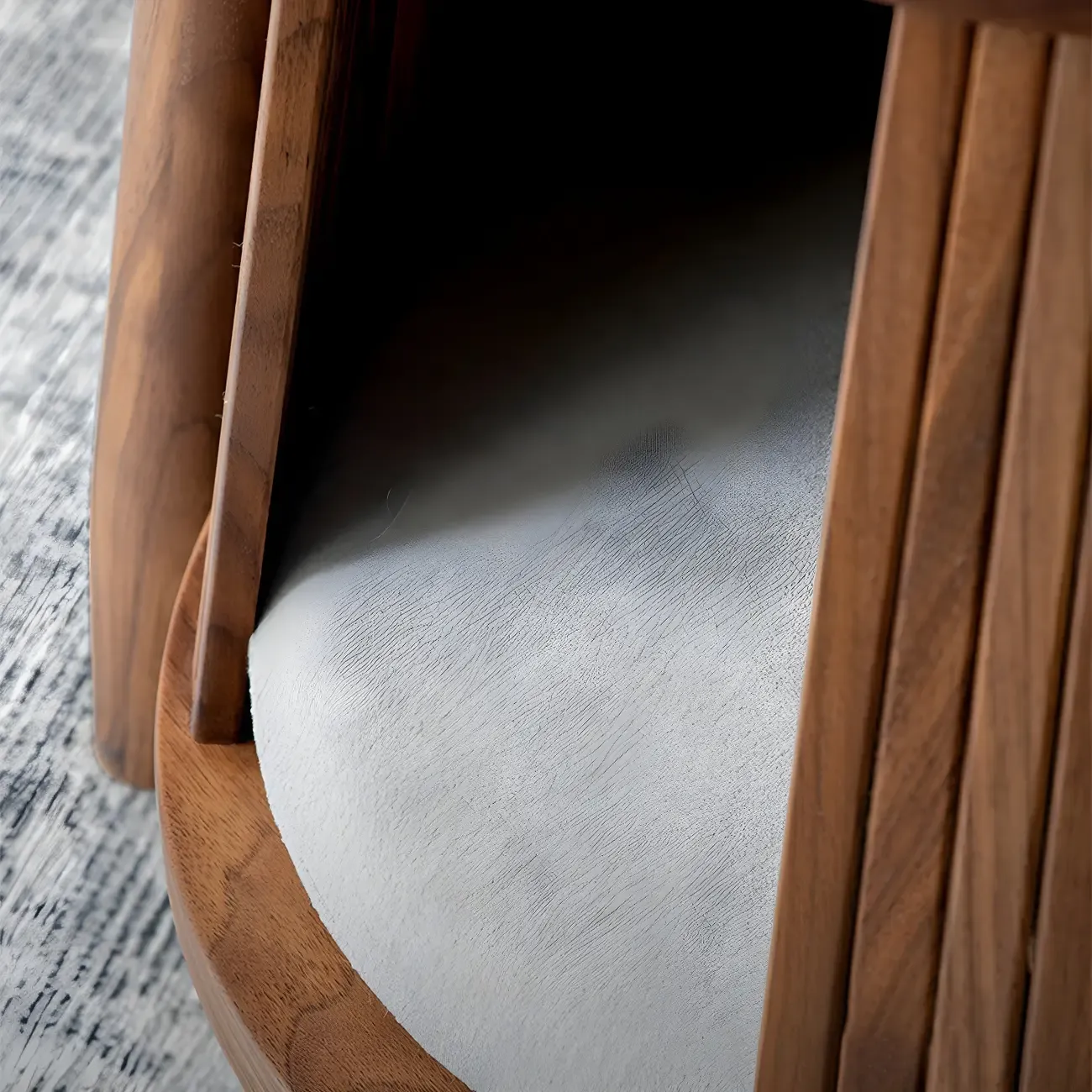 Scandinavian 2-tier Round Wood Side Table with Storage Shelf Image - 8