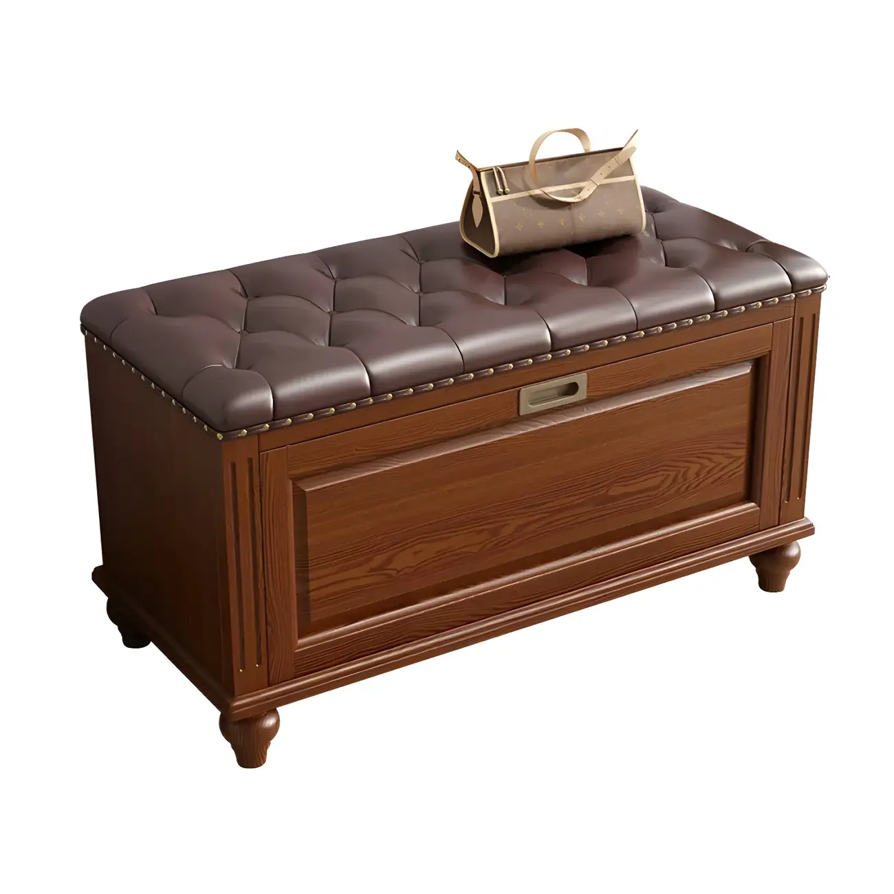 Tufted White Upholstered Entryway Bench with Shoe Storage Image - 18 | homeyfad