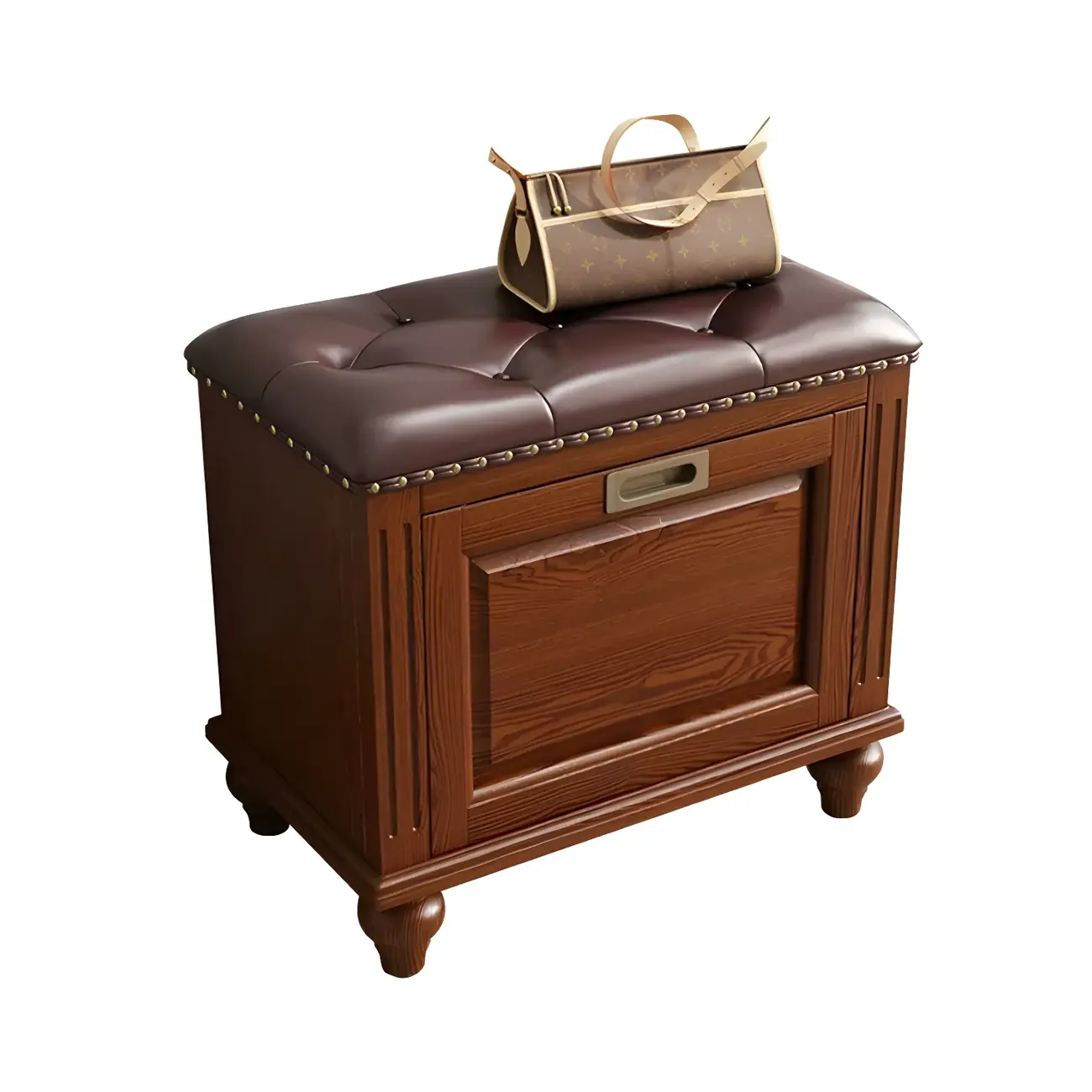 Tufted White Upholstered Entryway Bench with Shoe Storage Image - 22 | homeyfad