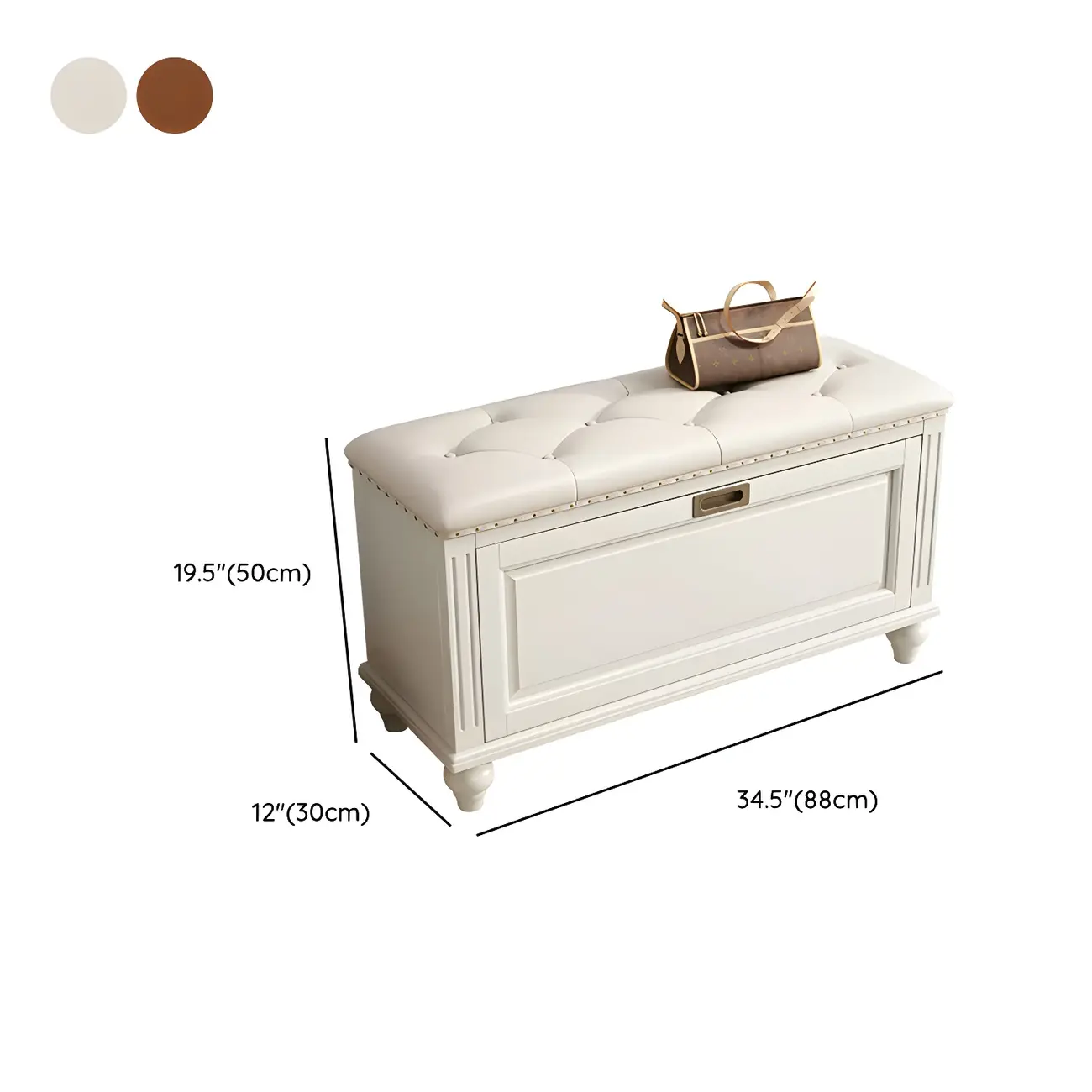 Tufted White Upholstered Entryway Bench with Shoe Storage Image - 26 | homeyfad