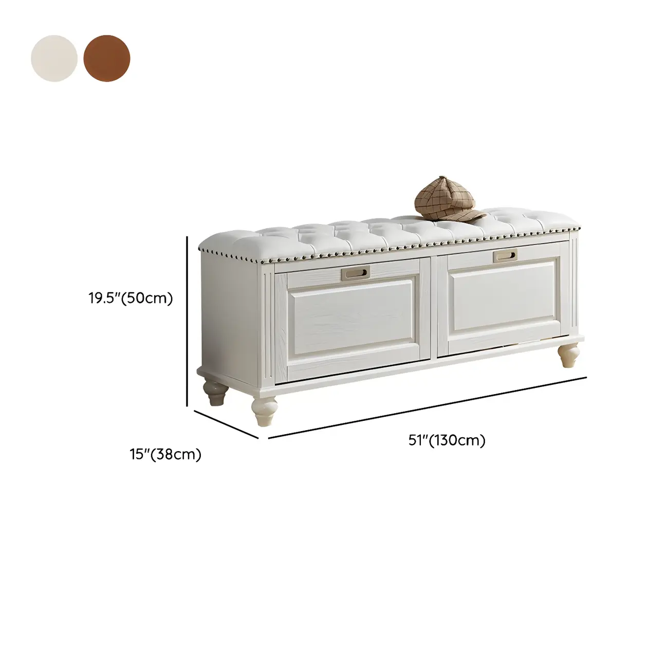 Tufted White Upholstered Entryway Bench with Shoe Storage Image - 27 | homeyfad