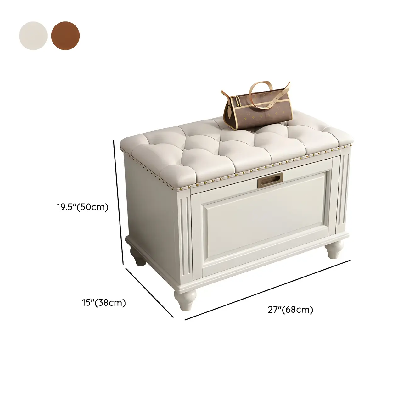 Tufted White Upholstered Entryway Bench with Shoe Storage Image - 28 | homeyfad