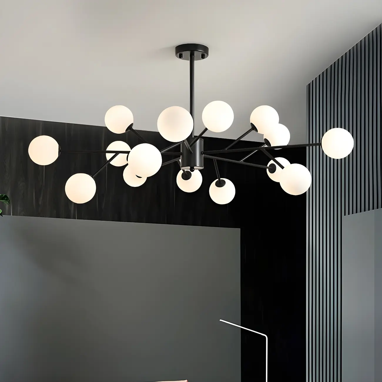 Black Glass Modern Linear Chandelier Light Image - 1 | homeyfad