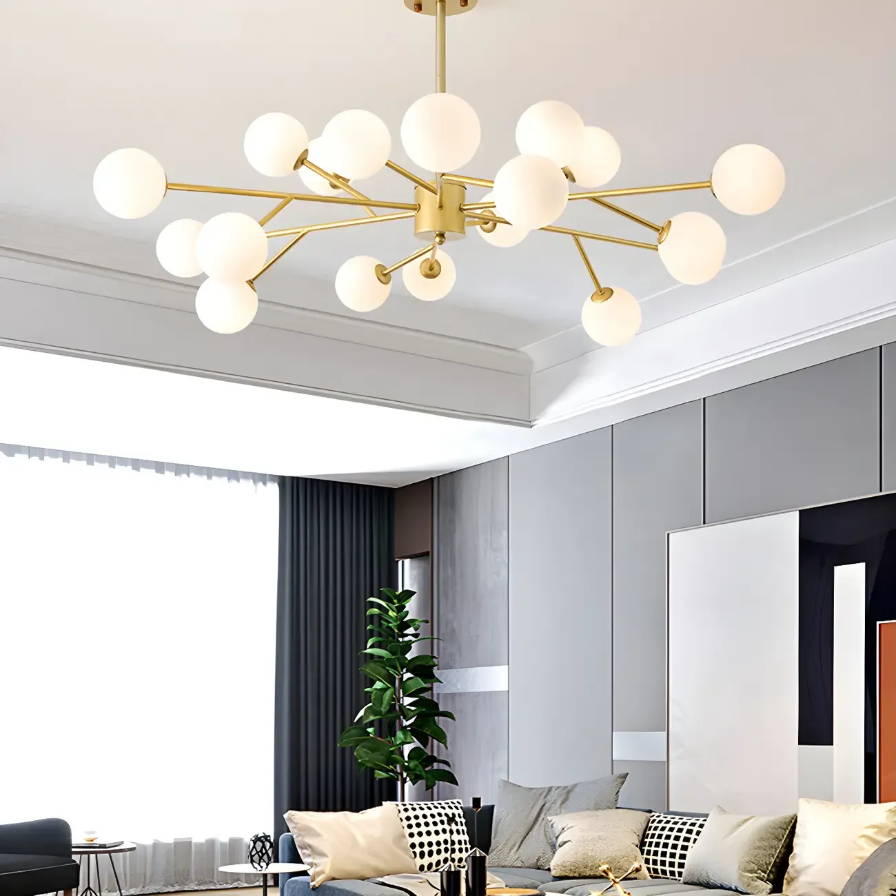 Black Glass Modern Linear Chandelier Light Image - 5