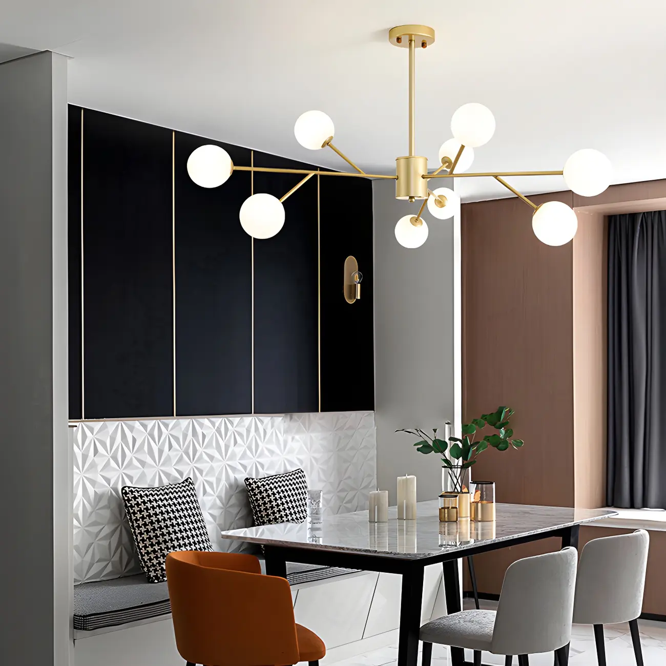 Black Glass Modern Linear Chandelier Light Image - 4 | homeyfad