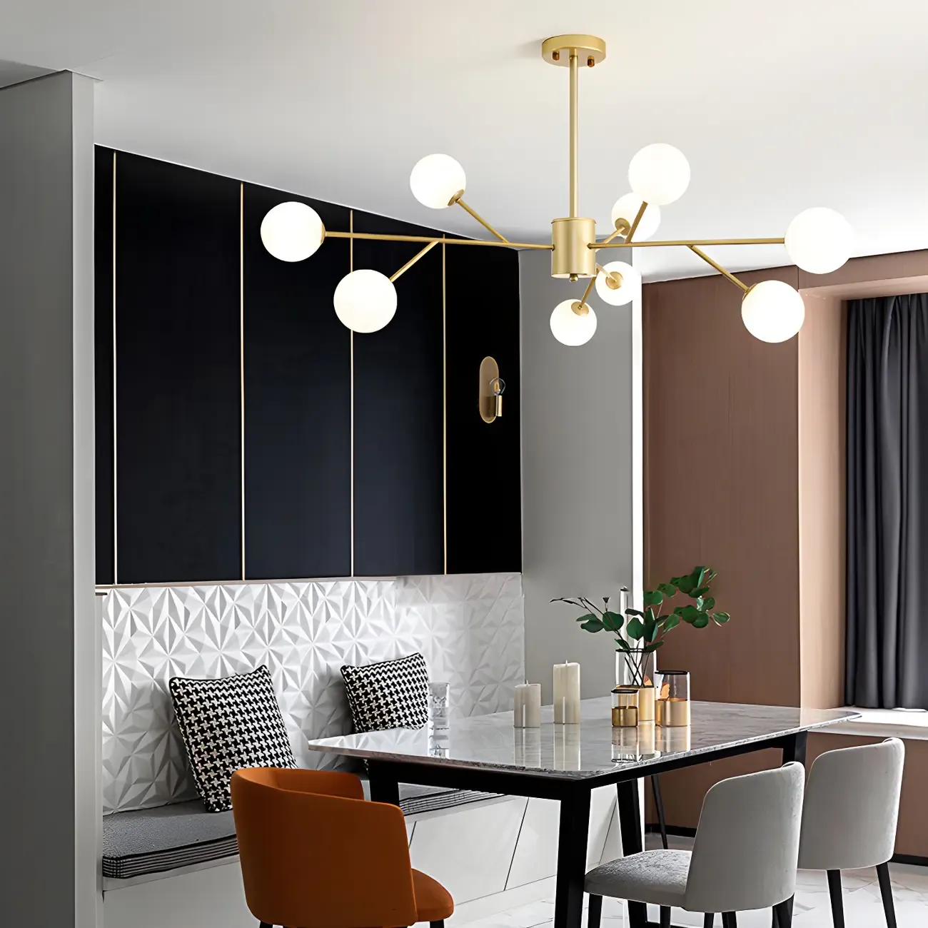 Black Glass Modern Linear Chandelier Light Image - 4