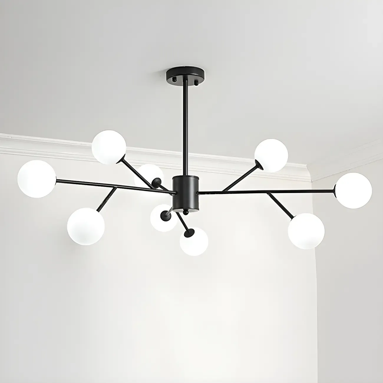 Black Glass Modern Linear Chandelier Light Image - 11