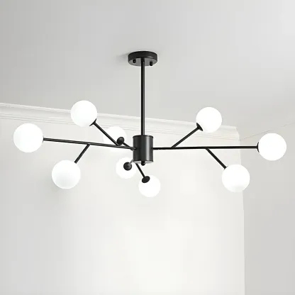 Black Glass Modern Linear Chandelier Light Image - 11