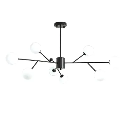 Black Glass Modern Linear Chandelier Light Image - 12