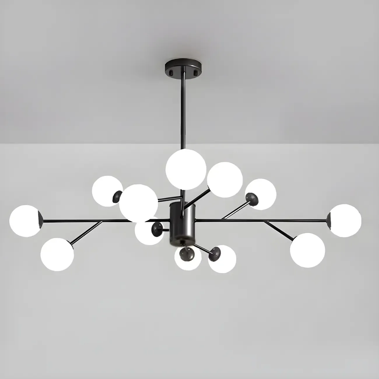 Black Glass Modern Linear Chandelier Light Image - 13