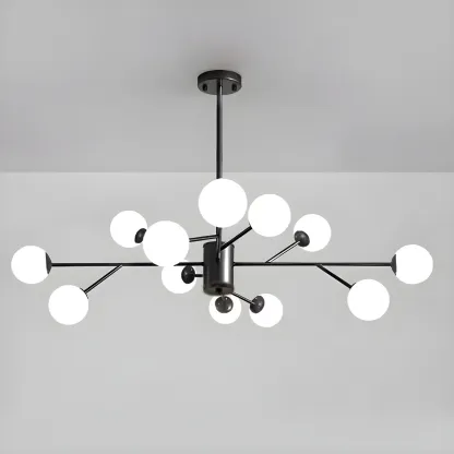 Black Glass Modern Linear Chandelier Light Image - 13