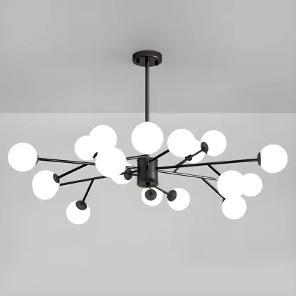 Black Glass Modern Linear Chandelier Light Image - 17