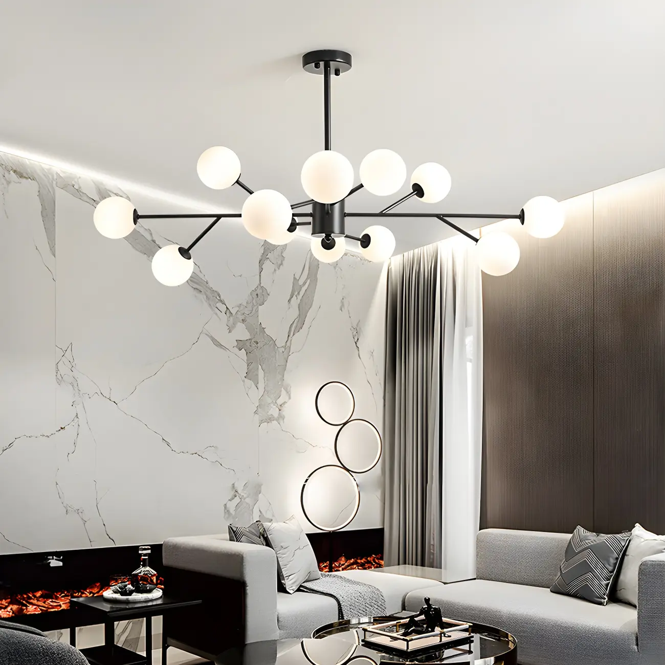 Black Glass Modern Linear Chandelier Light Image - 3 | homeyfad